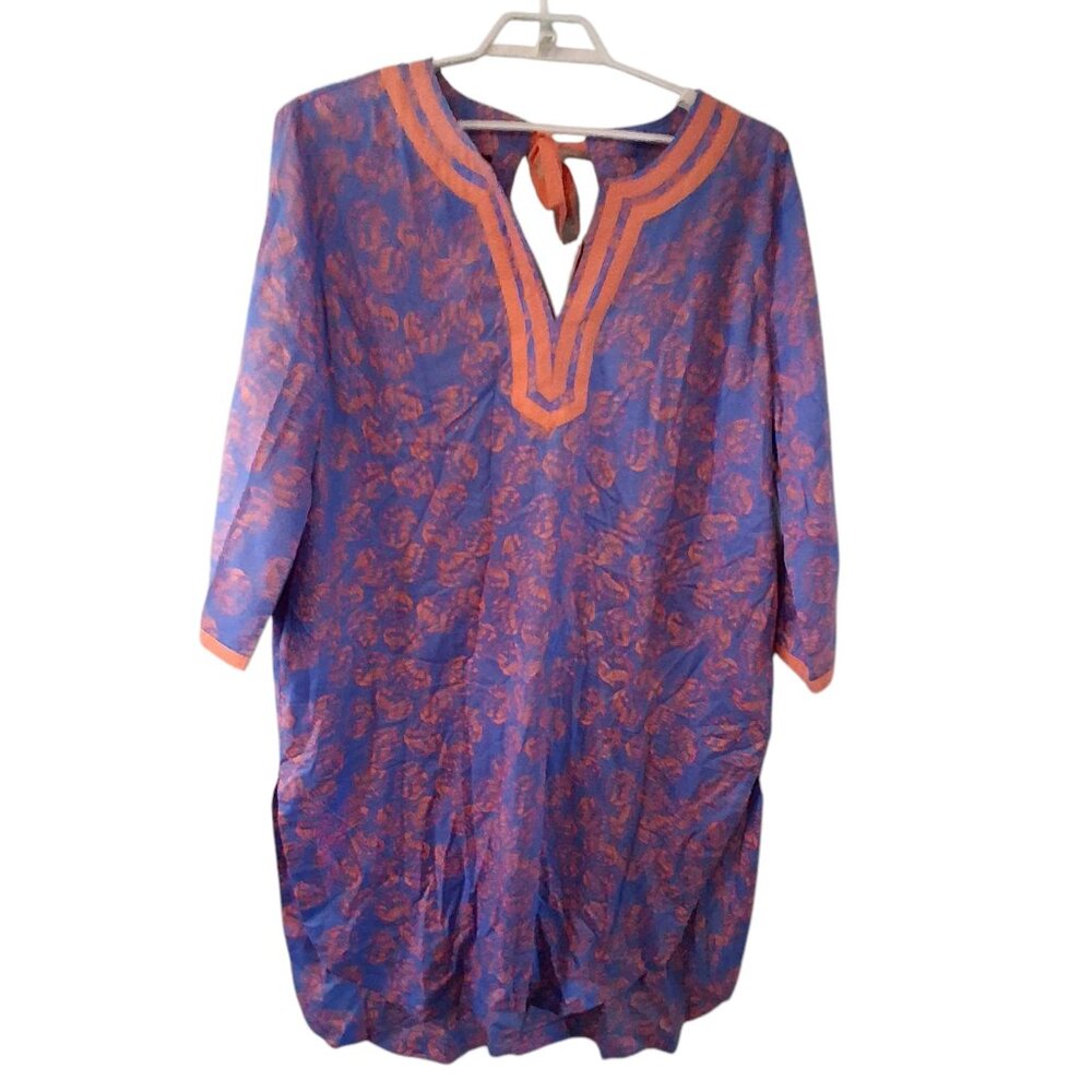 Talbots nwt swimsuit cover up dress XL oversized tossed shells voile caftan